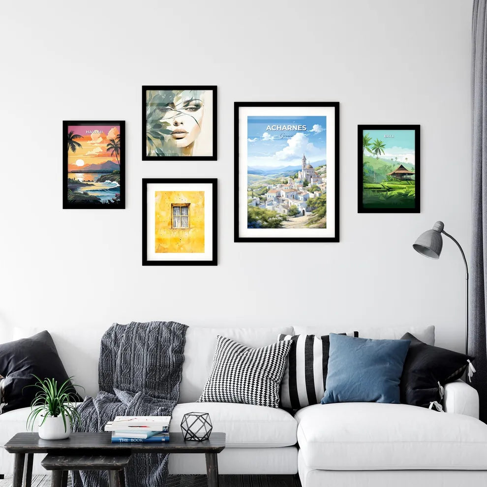 Acharnes Greece Skyline - A White Buildings With A Steeple On Top Of It - Customizable Travel Gift Default Title