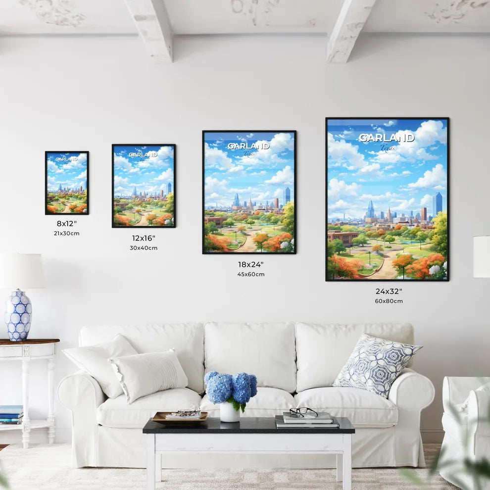 Garland Texas Skyline - A City Landscape With Trees And Buildings - Customizable Travel Gift Default Title