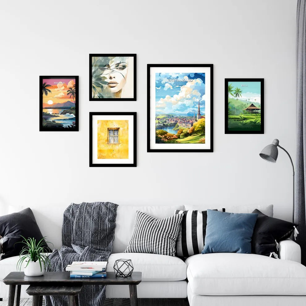 Kristiansand Norway Skyline - A Landscape Of A Town With A River And Mountains - Customizable Travel Gift Default Title