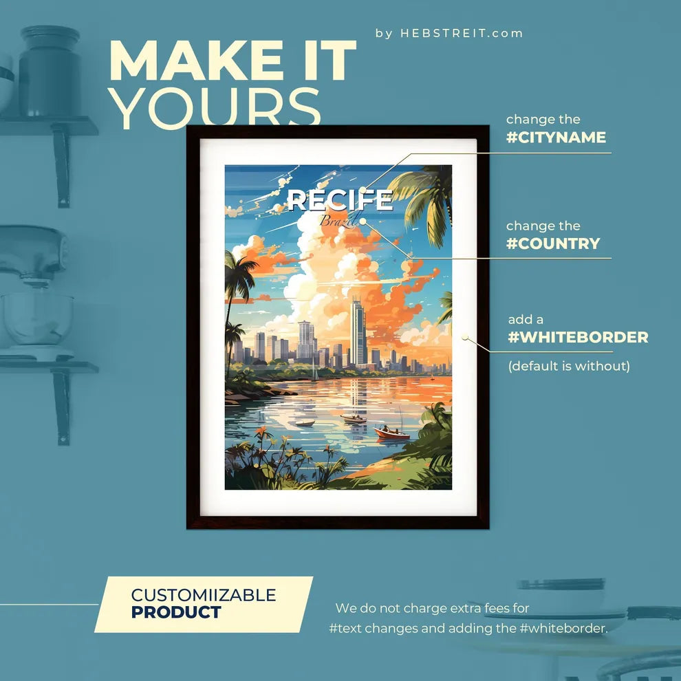 Recife Brazil Skyline - A City By The Water  Framed Print