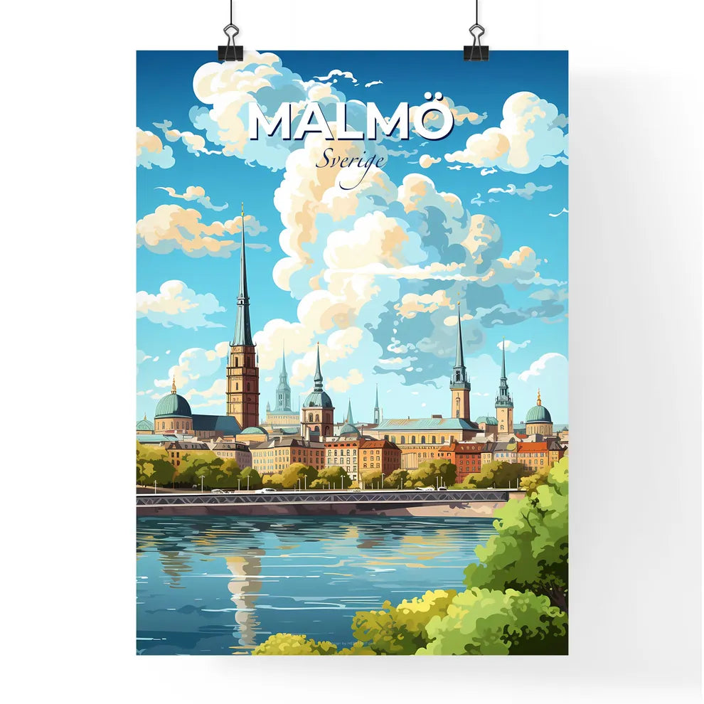 Malm Sverige Skyline - A City With Towers And Trees And Water - Customizable Travel Gift Default Title