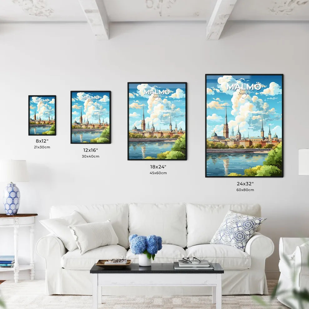 Malm Sverige Skyline - A City With Towers And Trees And Water - Customizable Travel Gift Default Title