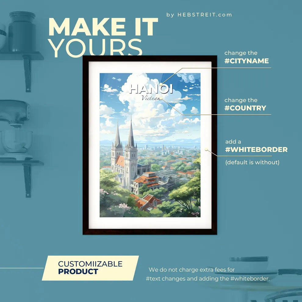 Hanoi Vietnam Skyline - A Large Building With Towers And Trees In The Background - Customizable Travel Gift Default Title