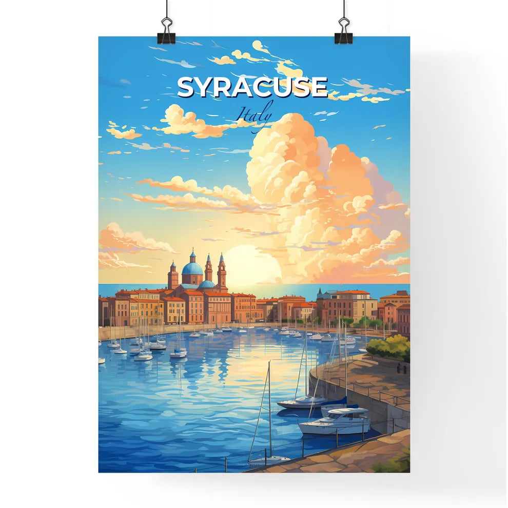 Syracuse Italy Skyline - A City With Boats In The Water - Customizable Travel Gift Default Title
