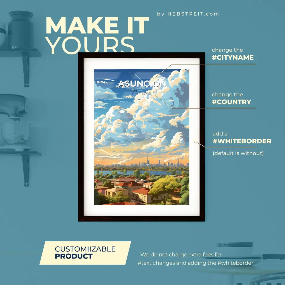 Asuncion Paraguay Skyline - A City Landscape With Clouds And Water - Customizable Travel Gift Default Title