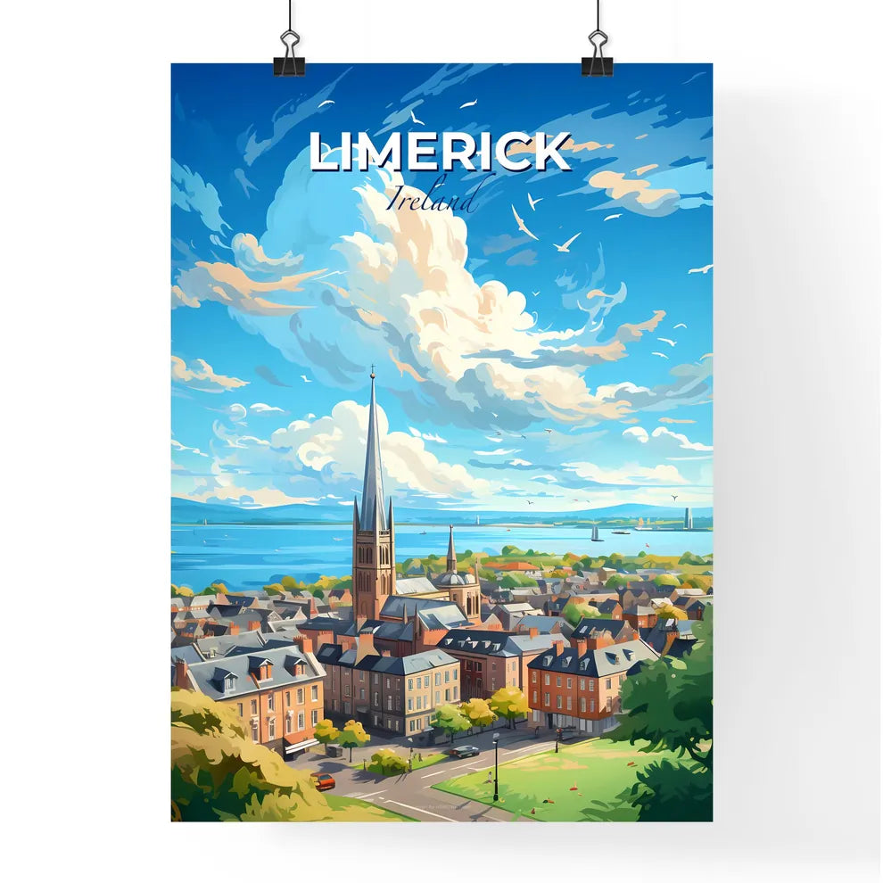 Limerick Ireland Skyline - A City With A Tall Spire And A Body Of Water - Customizable Travel Gift Default Title
