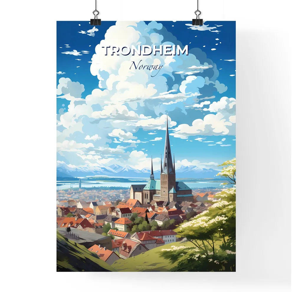 Trondheim Norway Skyline - A City With A Church And A Lake - Customizable Travel Gift Default Title