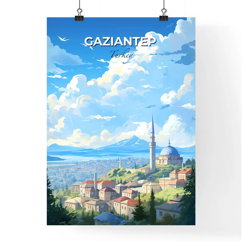 Gaziantep Turkey Skyline - A Landscape Of A City With A Blue Sky And Clouds - Customizable Travel Gift Default Title