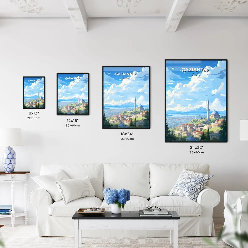 Gaziantep Turkey Skyline - A Landscape Of A City With A Blue Sky And Clouds - Customizable Travel Gift Default Title