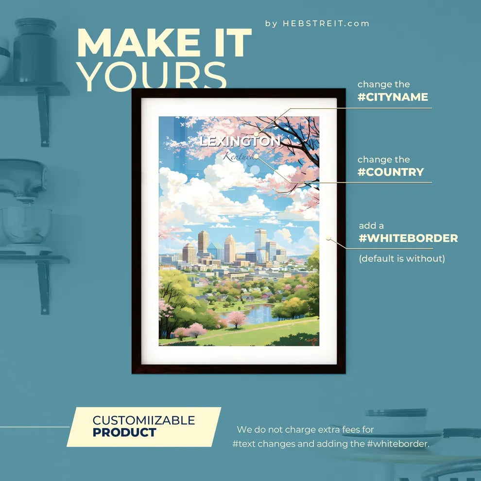 Lexington Kentucky Skyline - A Cityscape With Trees And A River - Customizable Travel Gift Default Title