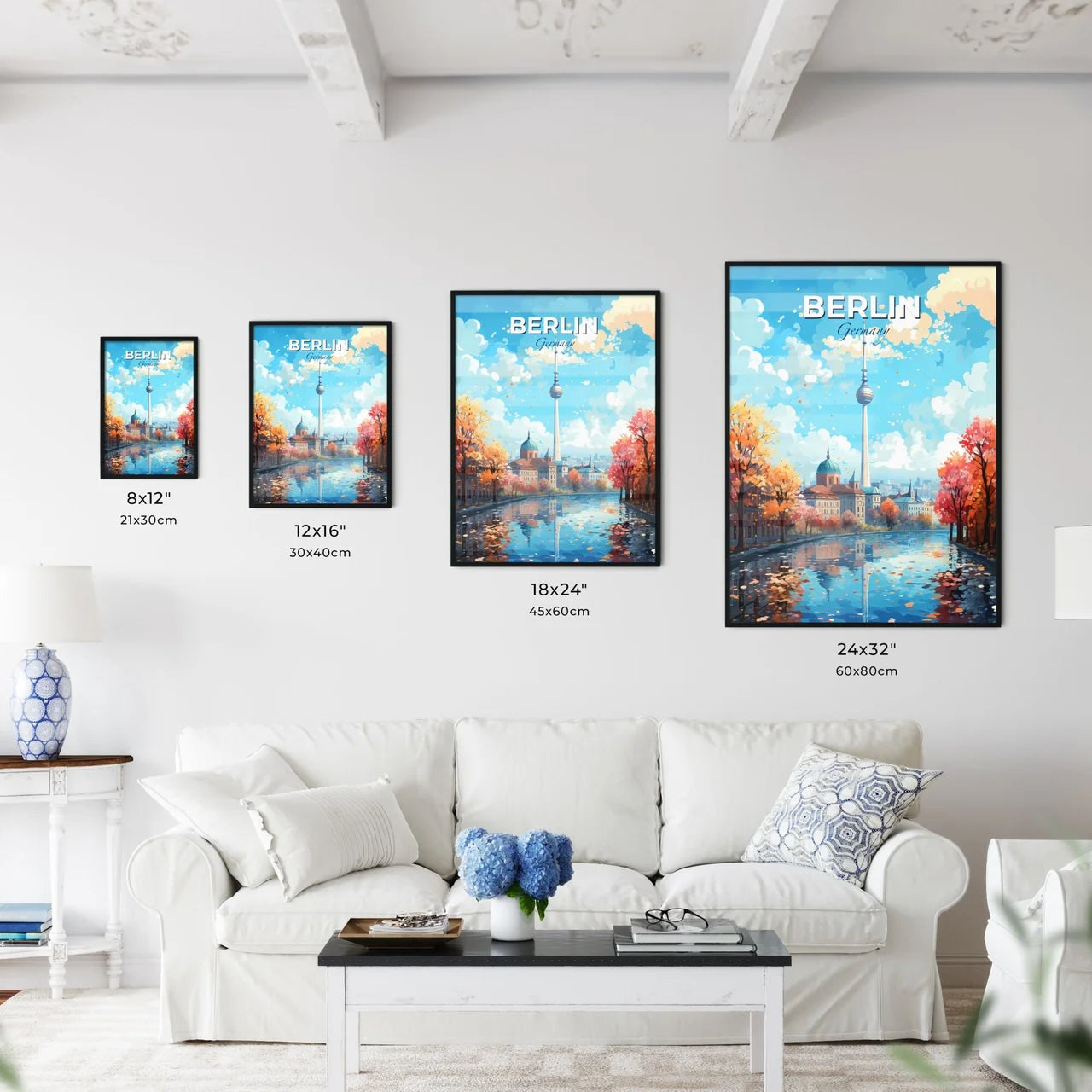 Berlin Germany Cityscape - A Water Way With Trees And A Tower In The Background - Customizable Travel Gift Default Title