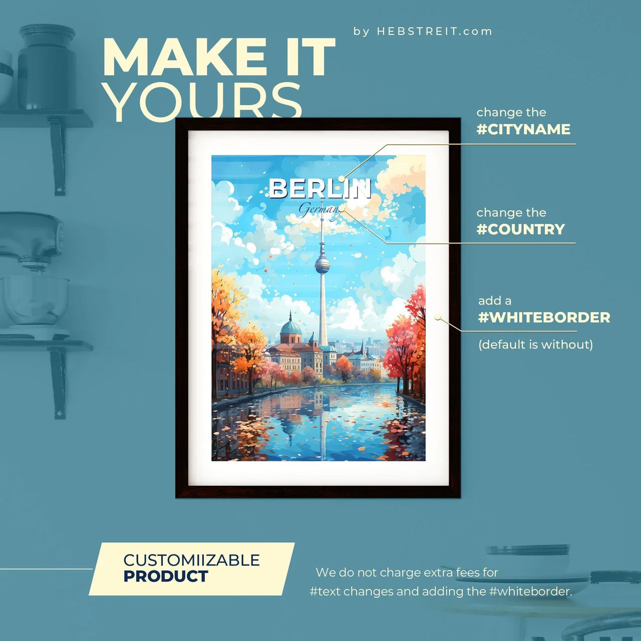 Berlin Germany Cityscape - A Water Way With Trees And A Tower In The Background - Customizable Travel Gift Default Title