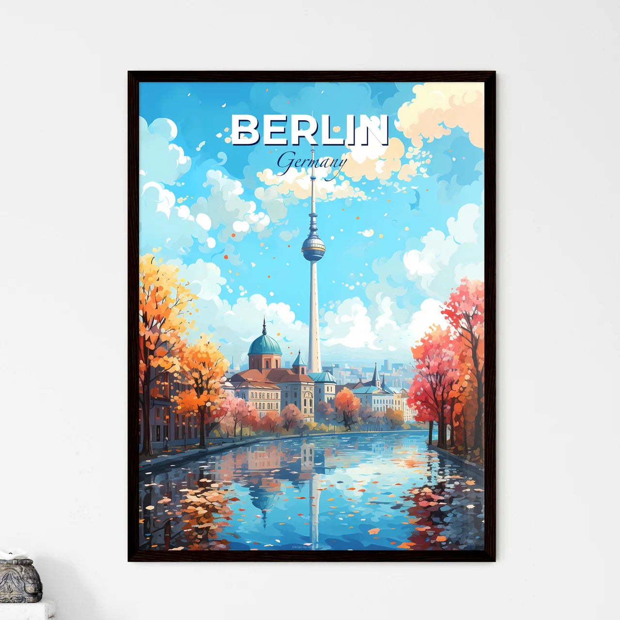 Berlin Germany Cityscape - A Water Way With Trees And A Tower In The Background - Customizable Travel Gift Default Title