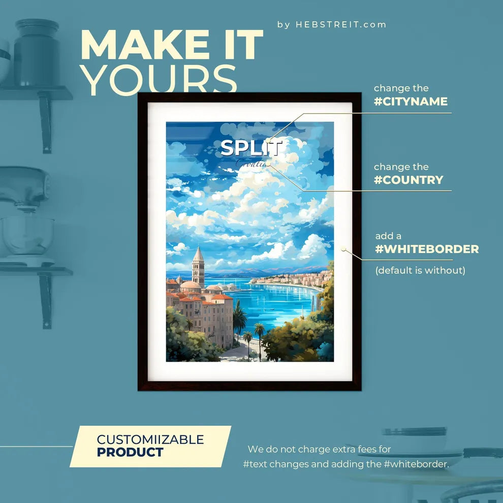 Split Croatia Skyline - A City Next To A Body Of Water - Customizable Travel Gift Default Title