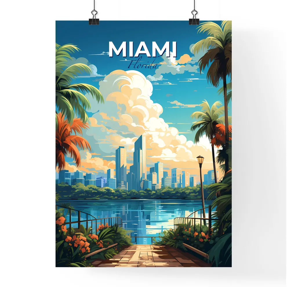 Miami Florida Skyline - A City Next To A Body Of Water - Customizable Travel Gift Default Title