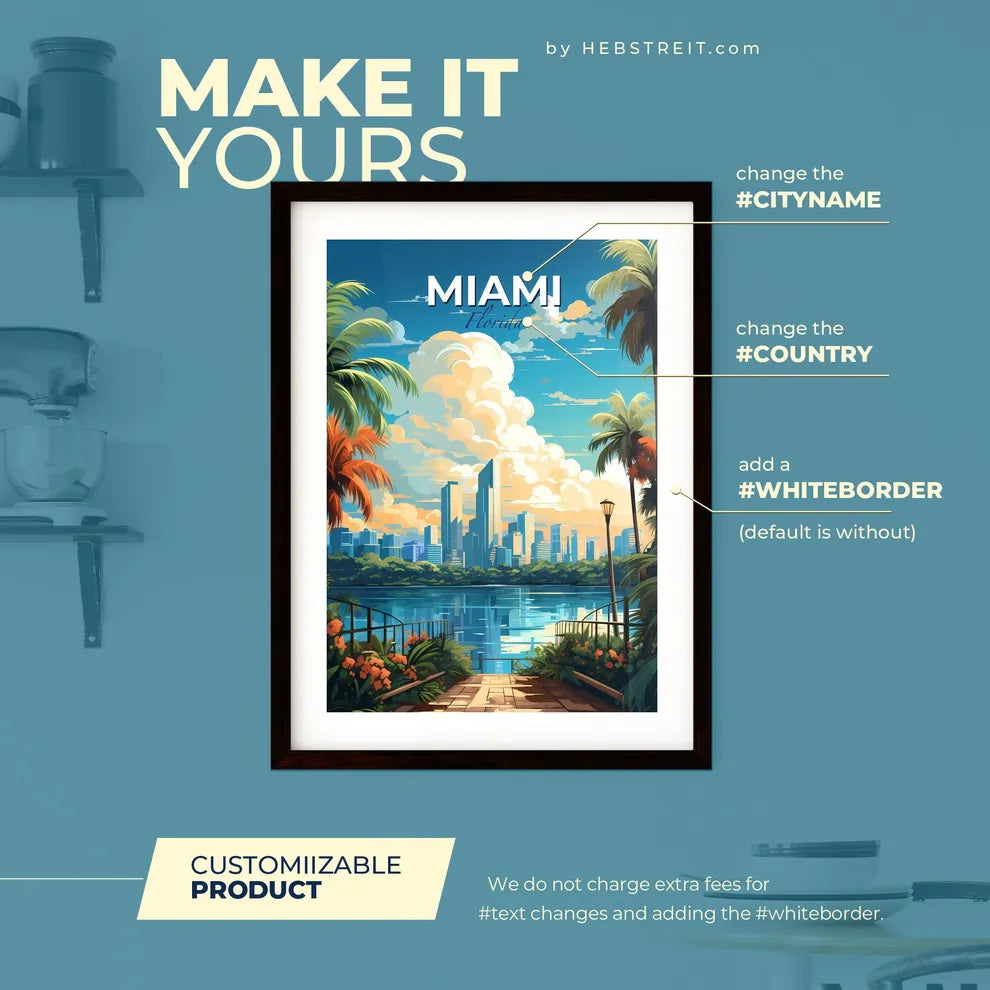 Miami Florida Skyline - A City Next To A Body Of Water - Customizable Travel Gift Default Title