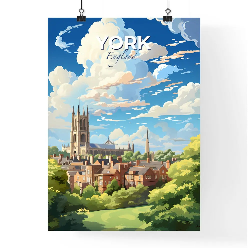 York England Skyline - A City With A Church And Trees - Customizable Travel Gift Default Title