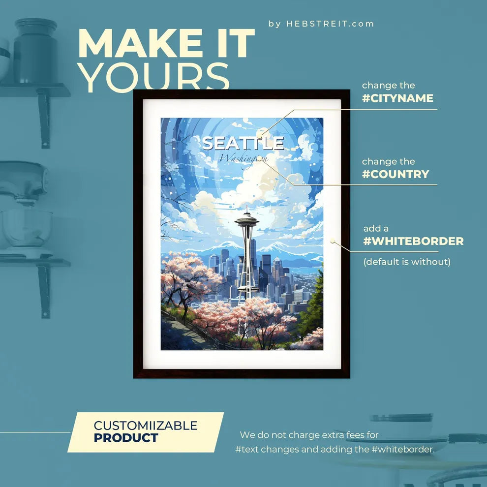 Seattle Skyline - A Space Needle In A City - Customizable Travel Gift Default Title