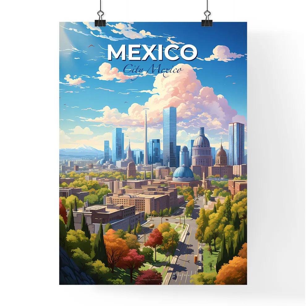 Mexico City Mexico Skyline - A City With Trees And Buildings - Customizable Travel Gift Default Title