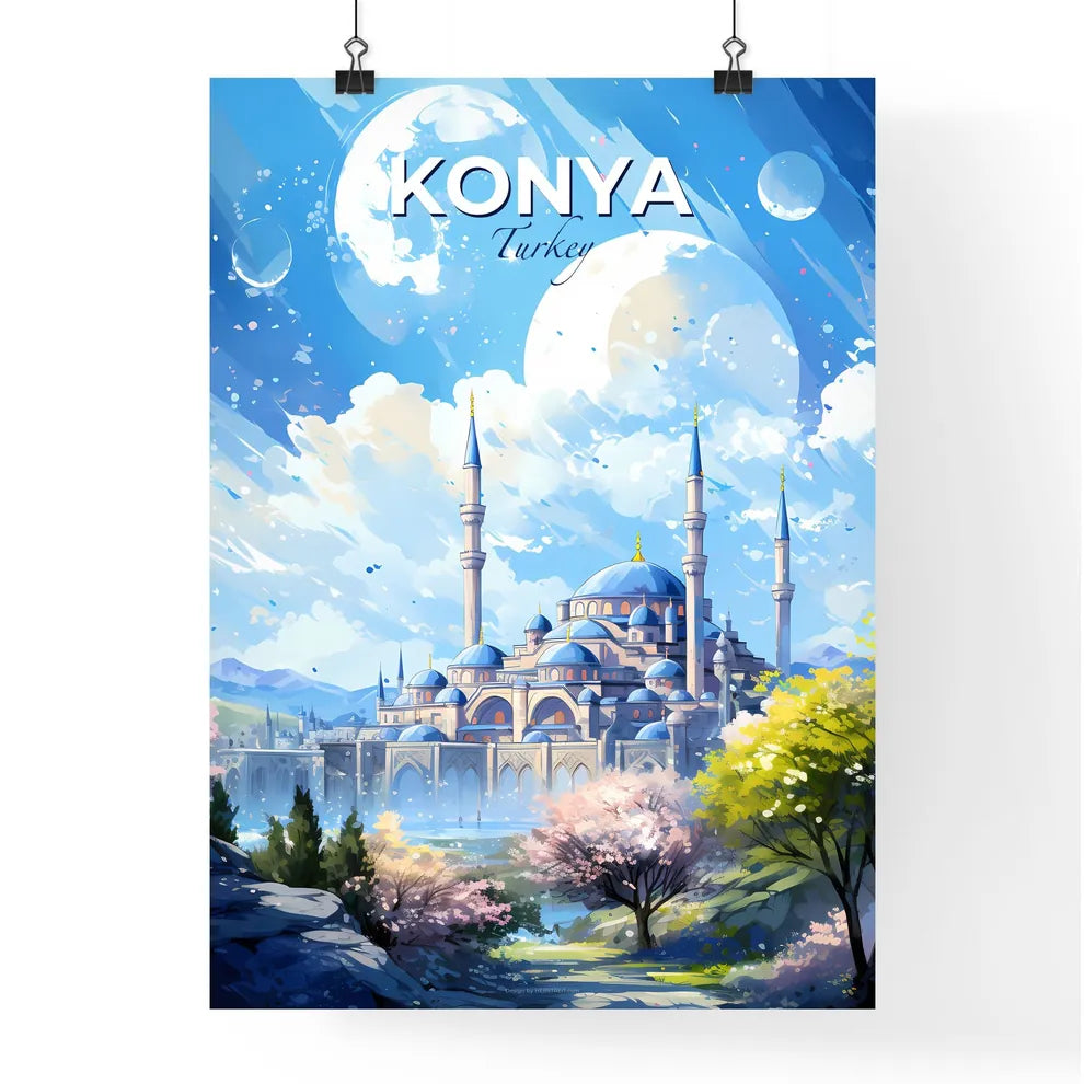 Konya Turkey Skyline - A Large Building With Towers And A River And Trees - Customizable Travel Gift Default Title