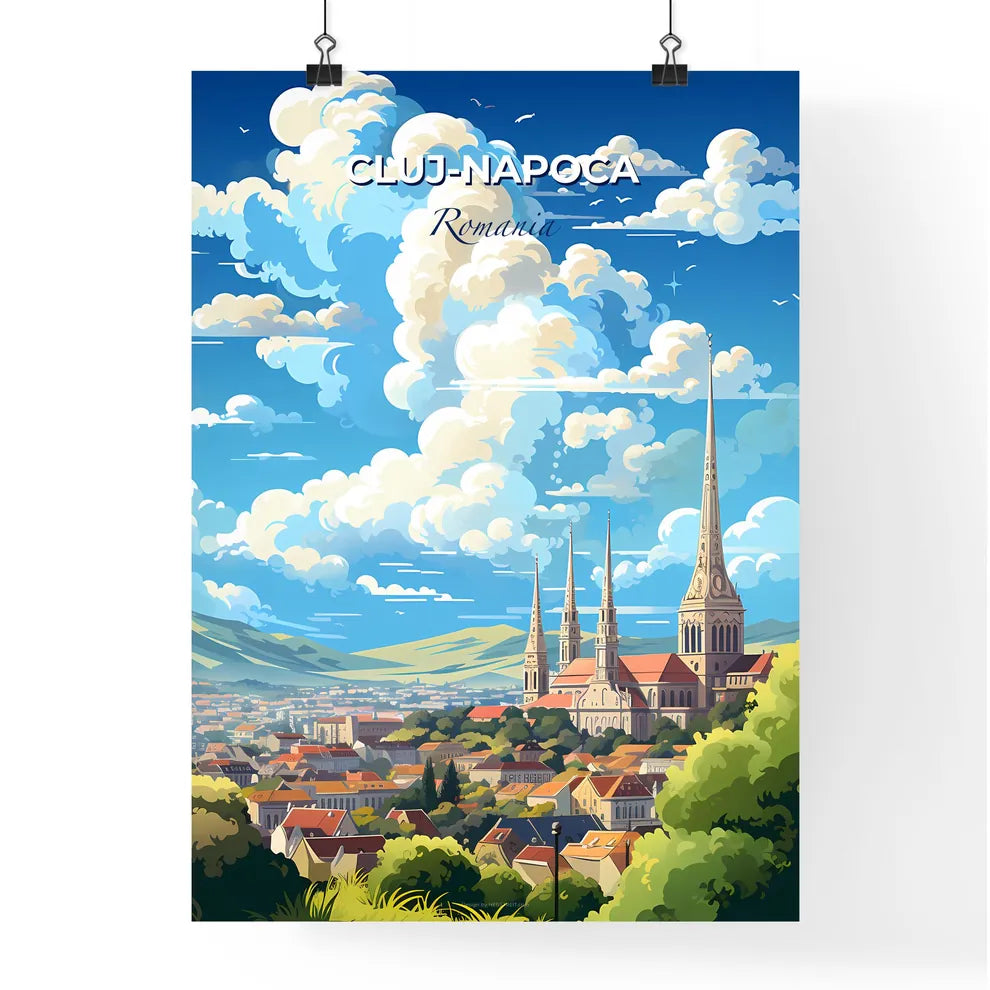 Cluj-Napoca Romania Skyline - A City With A Church And Trees - Customizable Travel Gift Default Title