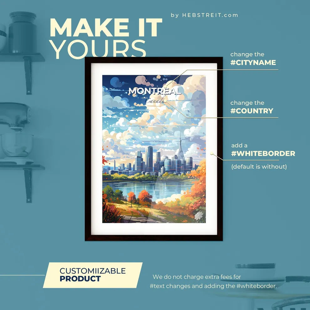 Montreal Canada Skyline - A City By A Lake - Customizable Travel Gift Default Title