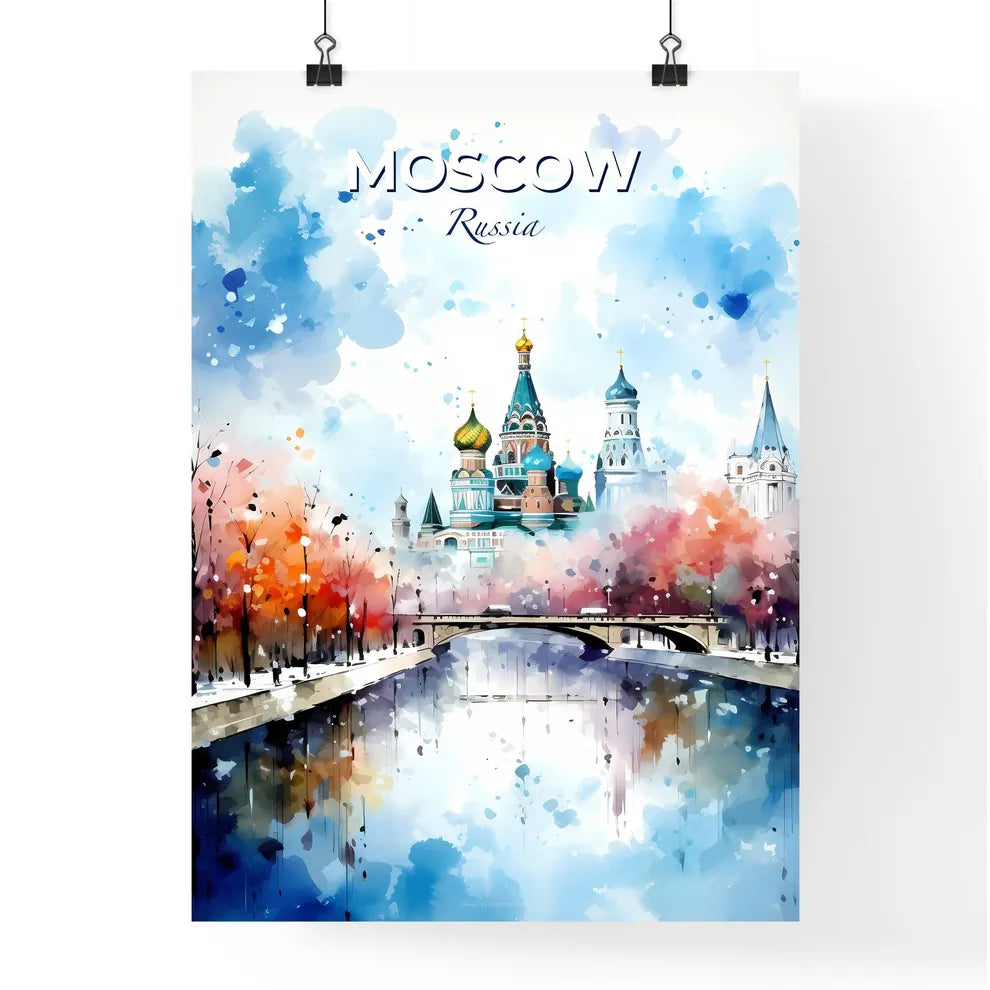 Moscow Russia Skyline - A Watercolor Painting Of A Castle - Customizable Travel Gift Default Title