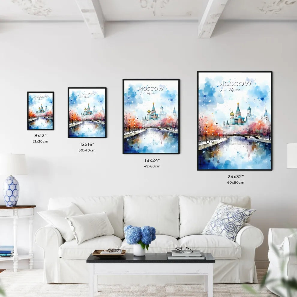 Moscow Russia Skyline - A Watercolor Painting Of A Castle - Customizable Travel Gift Default Title