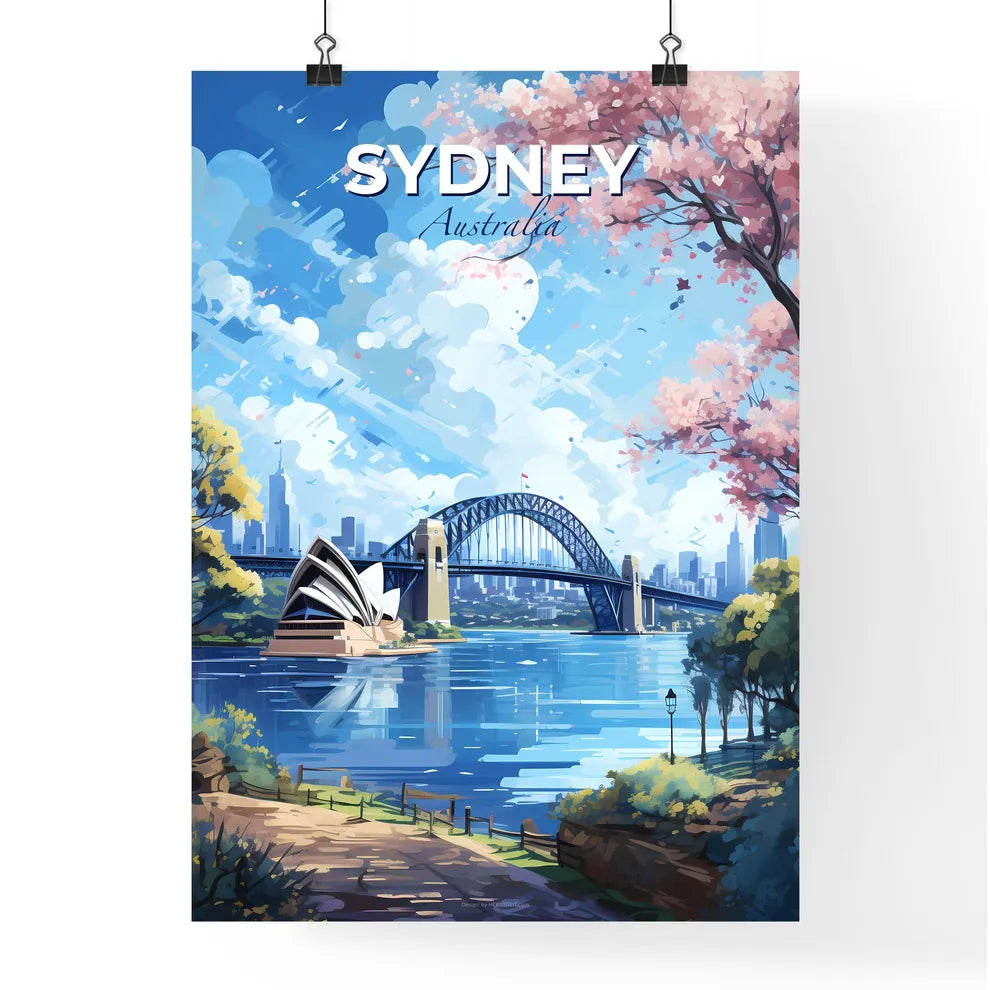 Sydney Australia Skyline - A Bridge Over Water With A Building And Trees - Customizable Travel Gift Default Title