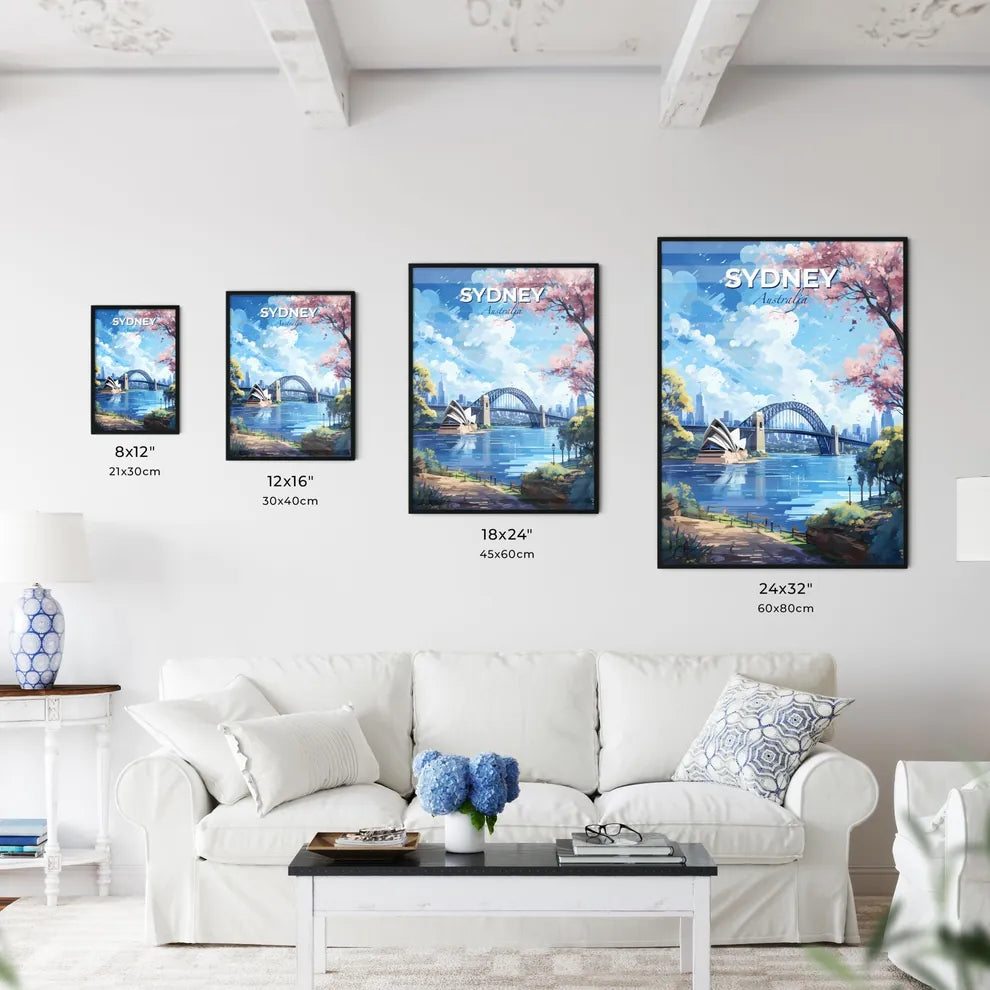 Sydney Australia Skyline - A Bridge Over Water With A Building And Trees - Customizable Travel Gift Default Title