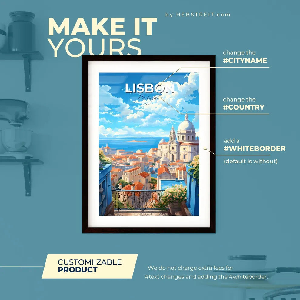 Lisbon Portugal Skyline - A Building With A Dome And A Dome On Top Of A City - Customizable Travel Gift Default Title