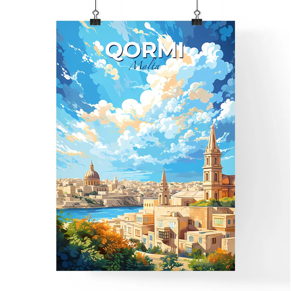 Qormi Malta Skyline - A City With A River And A Cloudy Sky - Customizable Travel Gift Default Title