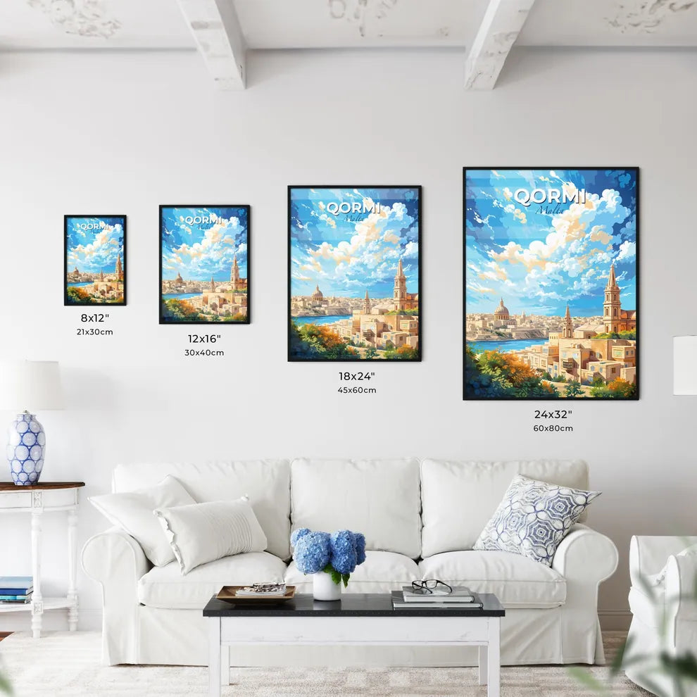 Qormi Malta Skyline - A City With A River And A Cloudy Sky - Customizable Travel Gift Default Title