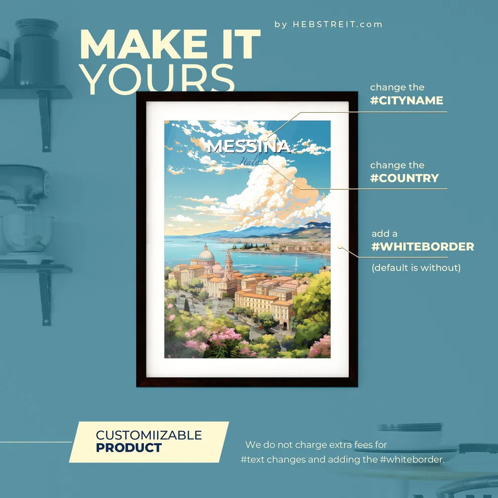 Messina Italy Skyline - A City By The Water - Customizable Travel Gift Default Title