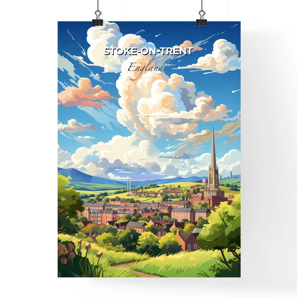 Stoke-on-Trent England Skyline - A Landscape With A Tall Tower And Trees - Customizable Travel Gift Default Title