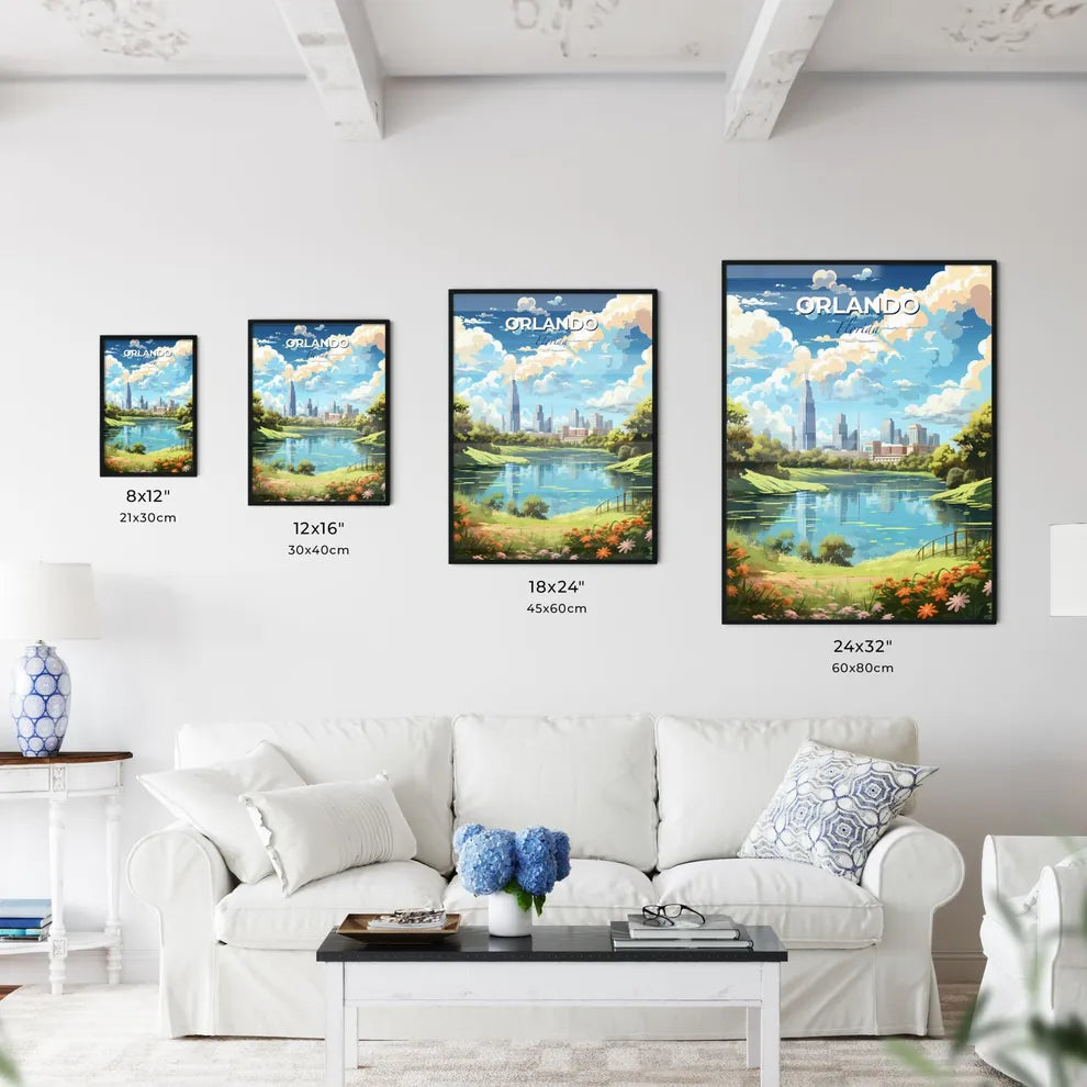 Orlando Florida Skyline - A Lake With Trees And A City In The Background - Customizable Travel Gift Default Title