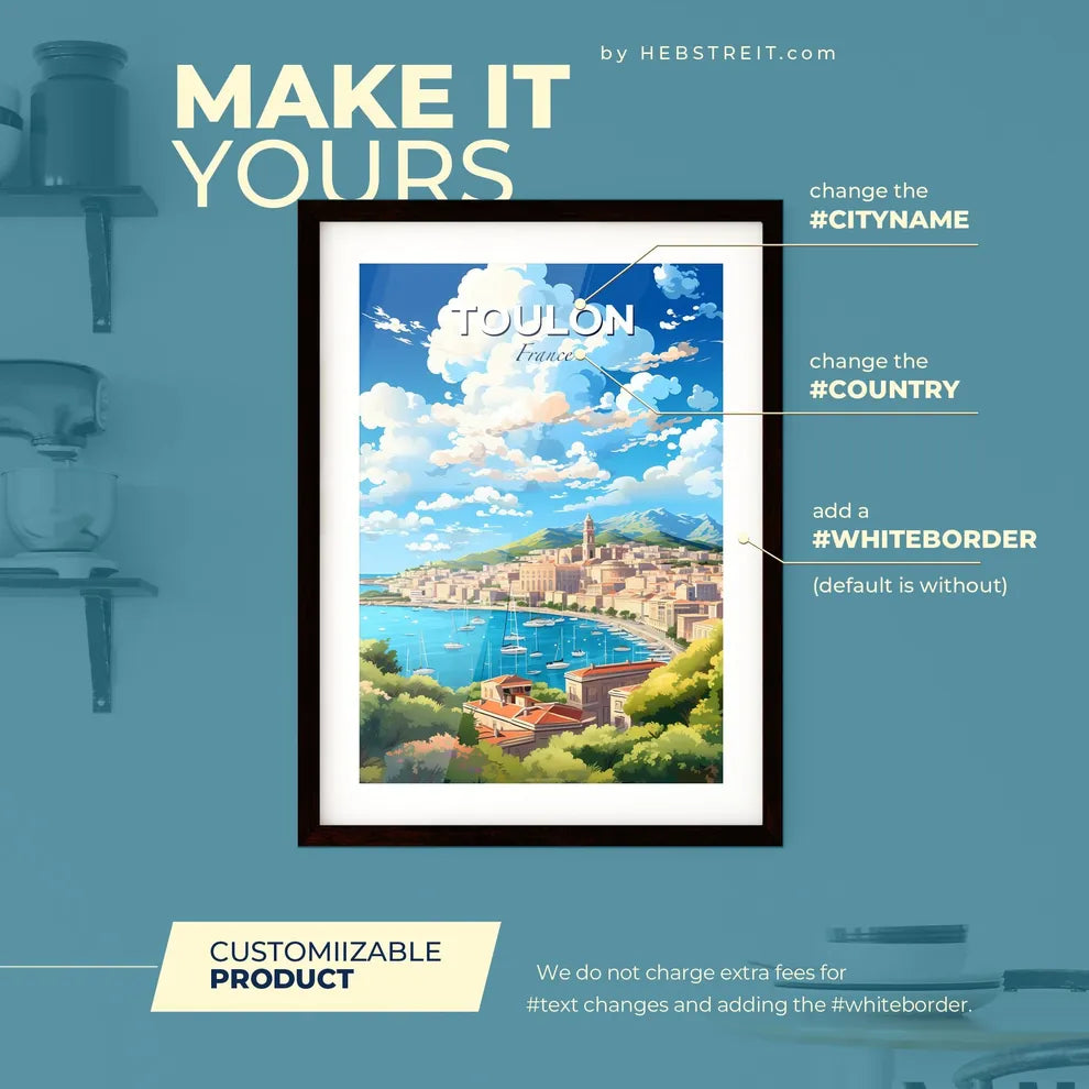 Toulon France Skyline - A City By The Water - Customizable Travel Gift Default Title