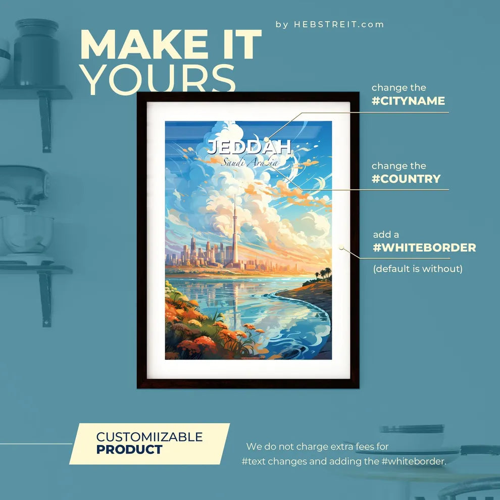 Jeddah Saudi Arabia Skyline - A City By A River - Customizable Travel Gift Default Title