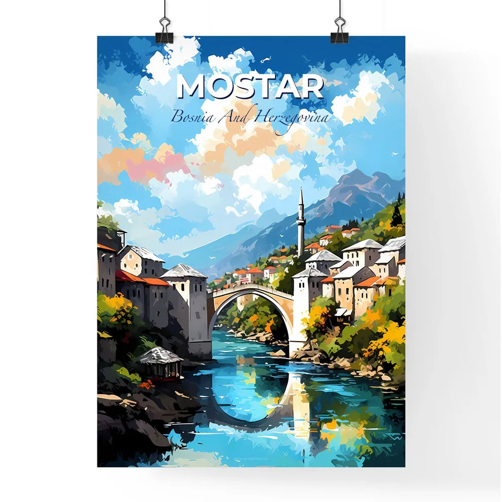 Mostar Bosnia And Herzegovina Skyline - A Br Poster