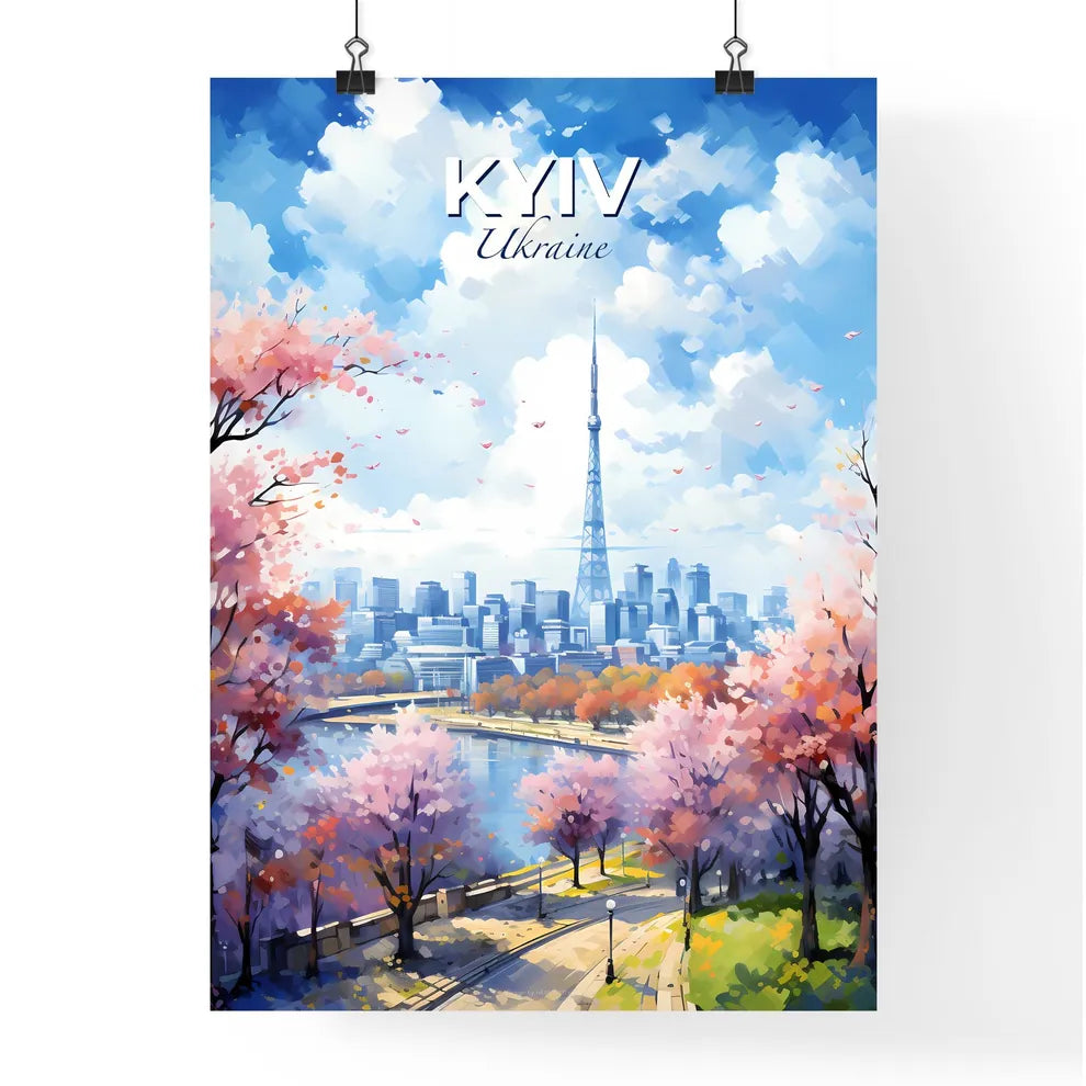 Kyiv Ukraine Skyline - A Cityscape With A Tower And Water - Customizable Travel Gift Default Title