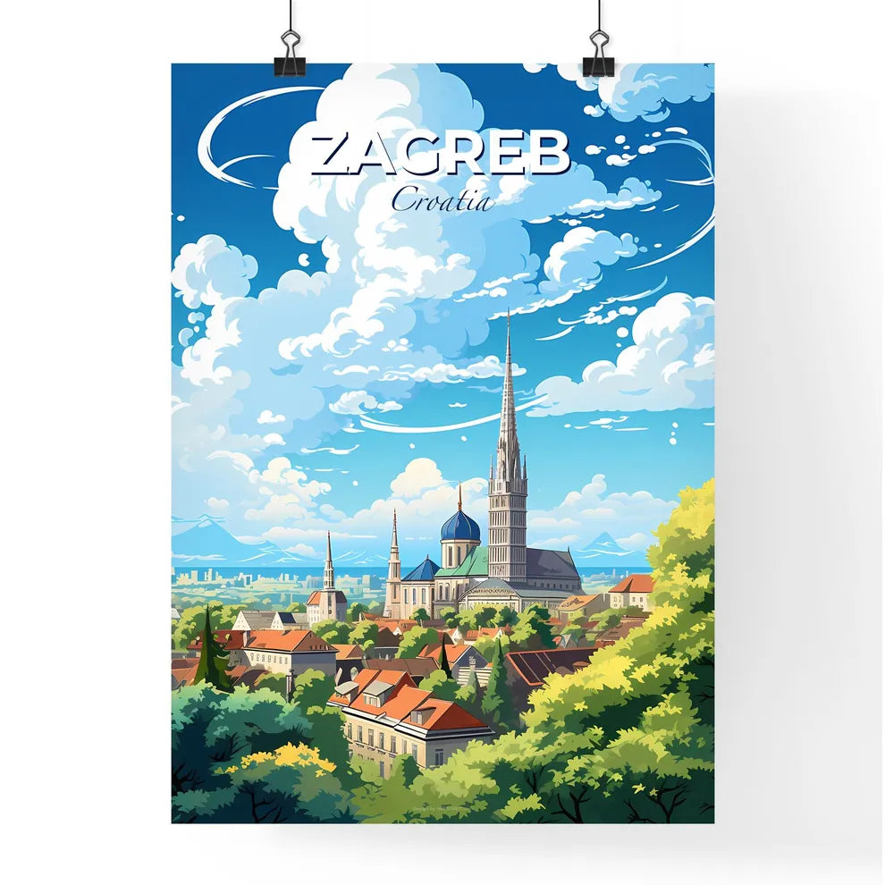 Zagreb Croatia Skyline - A City With A Tower And Trees - Customizable Travel Gift Default Title