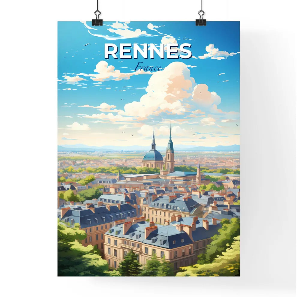 Rennes France Skyline - A City With Many Buildings And Trees - Customizable Travel Gift Default Title