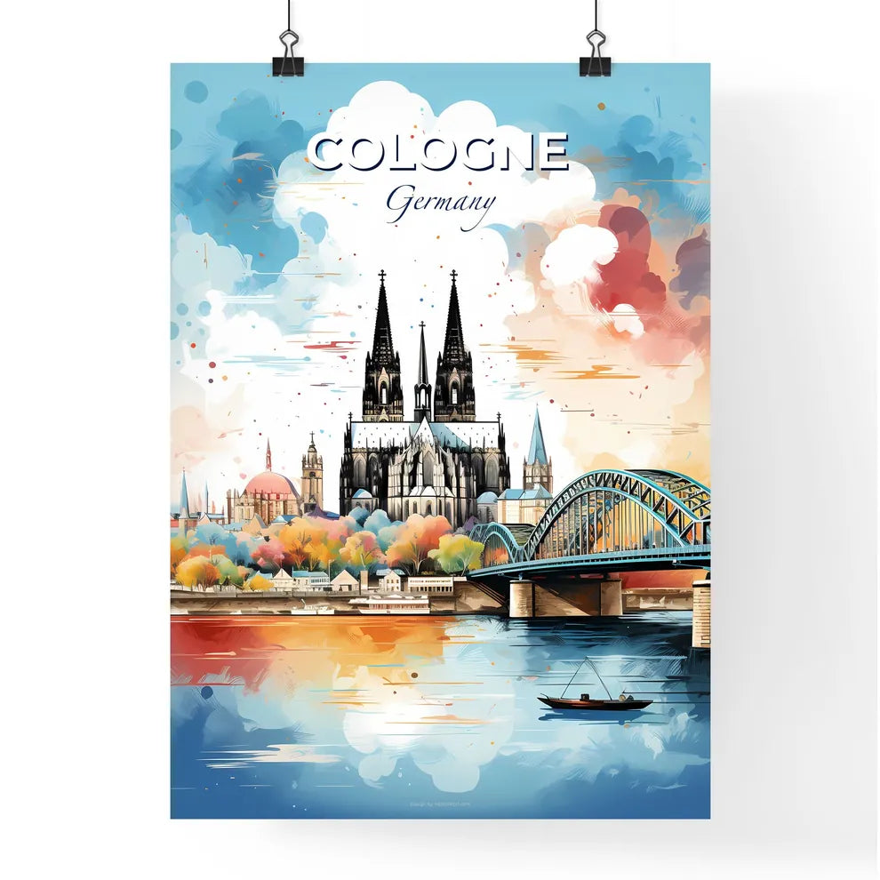 Cologne Germany Skyline - A Bridge Over A River With A Castle And A Bridge - Customizable Travel Gift Default Title