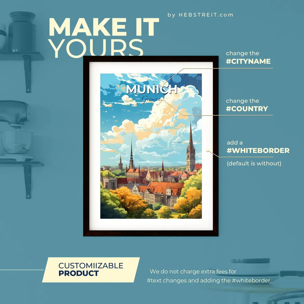 Münster Germany Skyline - A City With Towers And Trees - Customizable Travel Gift Default Title