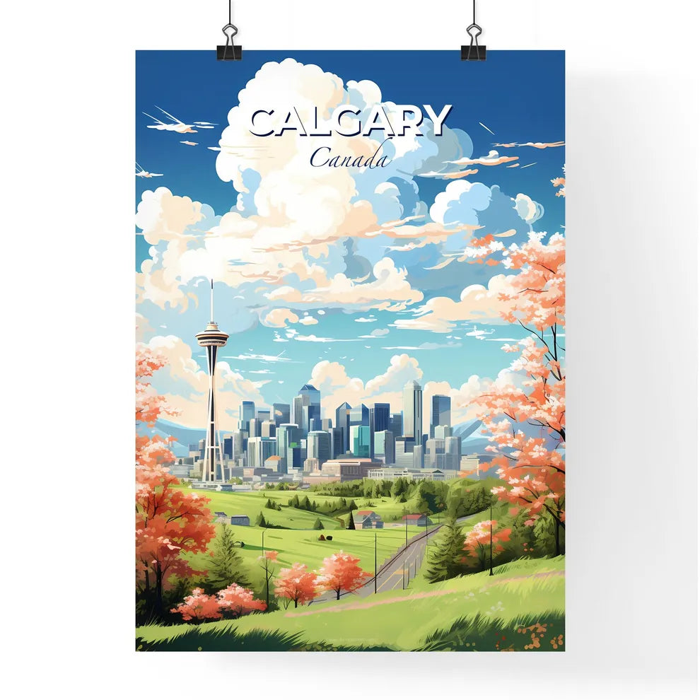 Calgary Canada Skyline - A City Landscape With Trees And A Road - Customizable Travel Gift Default Title