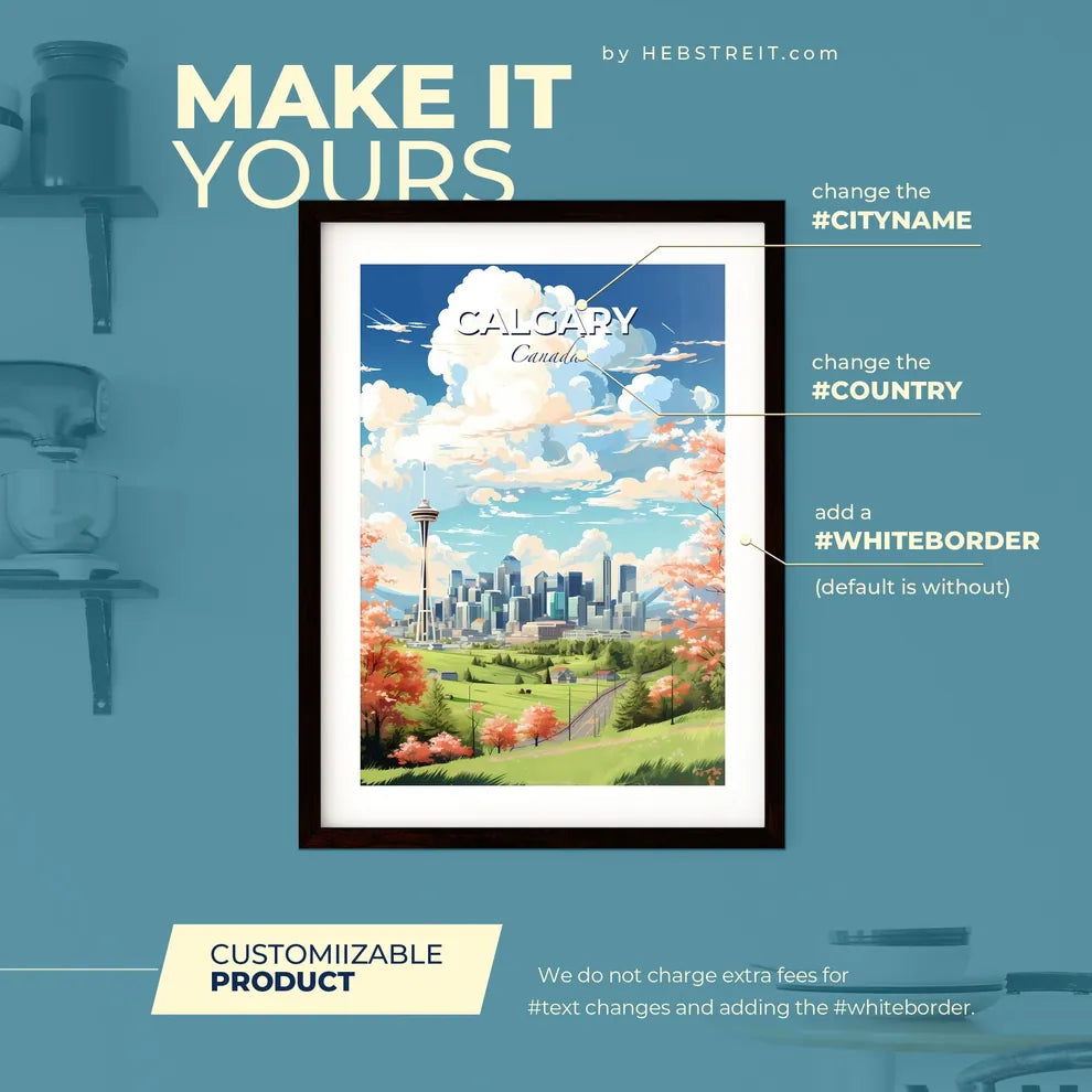 Calgary Canada Skyline - A City Landscape With Trees And A Road - Customizable Travel Gift Default Title