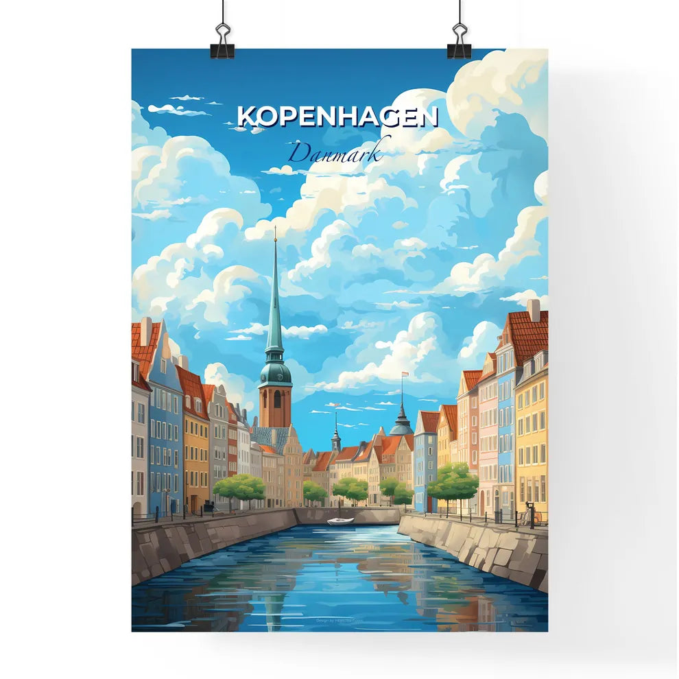 Kopenhagen Danmark Skyline - A Water Canal With Buildings And A Tower - Customizable Travel Gift Default Title