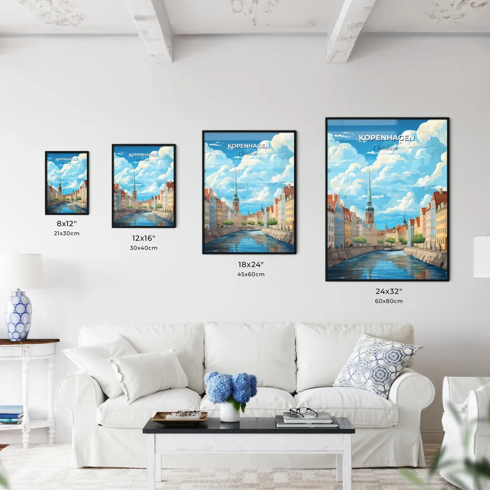 Kopenhagen Danmark Skyline - A Water Canal With Buildings And A Tower - Customizable Travel Gift Default Title