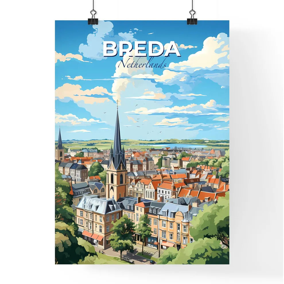 Breda Netherlands Skyline - A City With A Steeple And Trees - Customizable Travel Gift Default Title