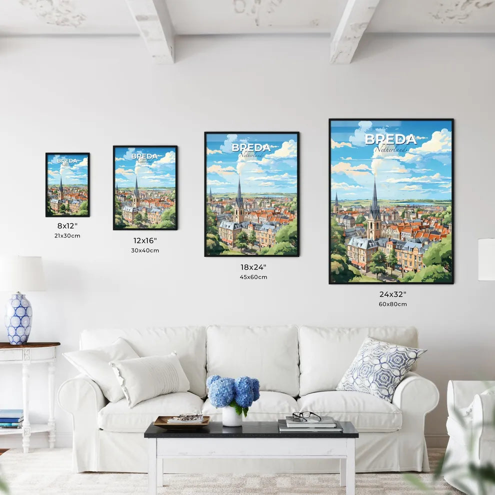 Breda Netherlands Skyline - A City With A Steeple And Trees - Customizable Travel Gift Default Title